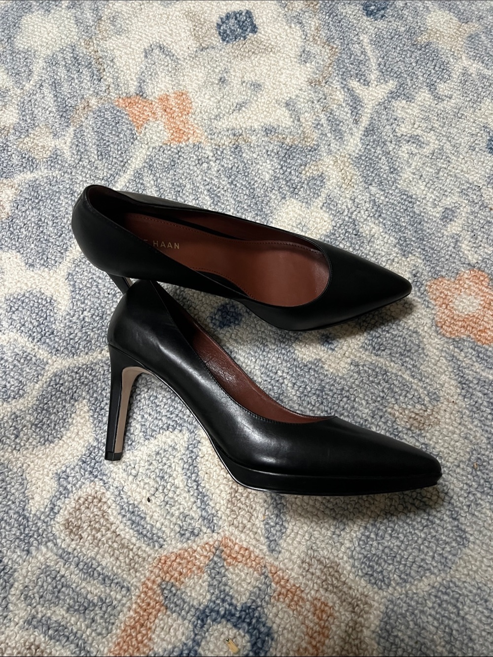 Cole Haan Black Leather Pointed-Toe Pumps (Idalia pump)